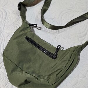 Zyia Olive Green Nylon Crossbody Bag